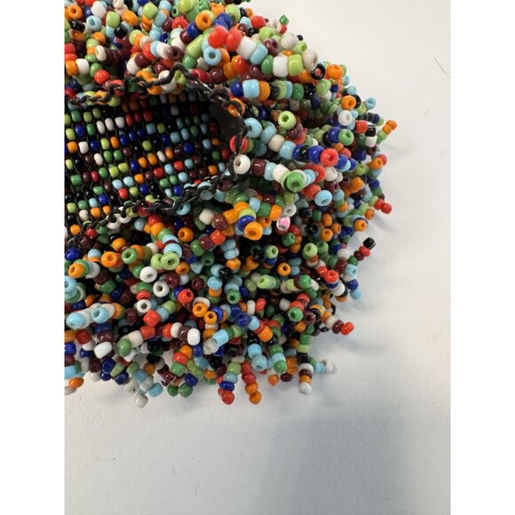 Multicolor Beaded Cuff Bracelet Handmade Elastic Boho Style Elastic Statement Je - Picture 7 of 16